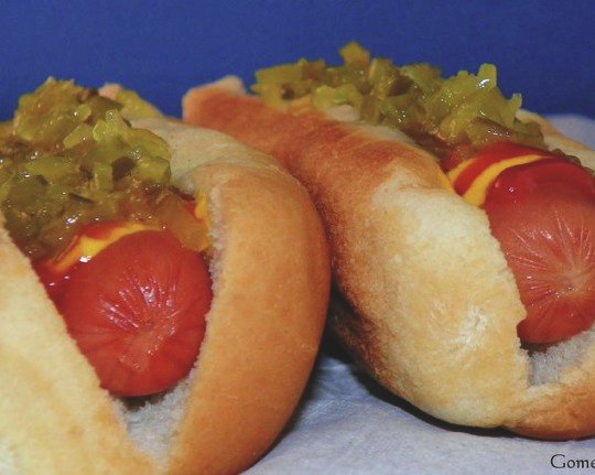 Two hot dogs