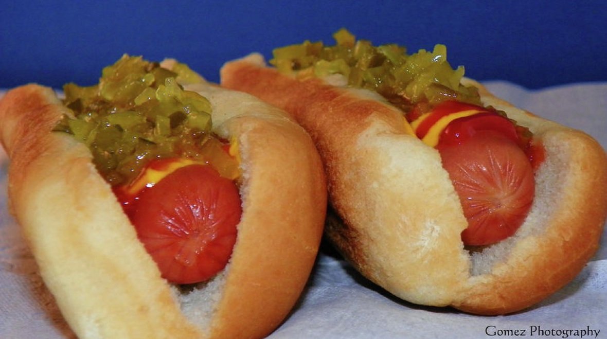 Two hot dogs